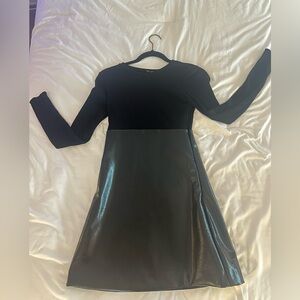Zara Faux Leather Dress with Ribbed Top